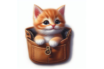 Bundle of a cute orange cat in a pocket