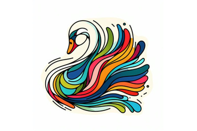 Bundle of line art colorful abstract bird swan logo design vector