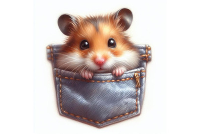 Bundle of a cute hamster in a pocket