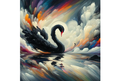 Bundle of Digital art Abstract black swan