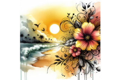 A bundle of Beautiful Beach with Fantasy Flower