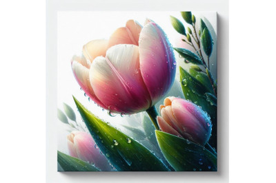 Bundle of digital art of a beautiful tulip flower with waterdrops