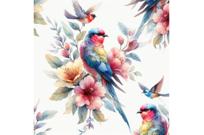 bundle of Beautiful vector pattern with nice watercolor rosella bird p