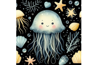 A bundle of cute jellyfish Paper art layer