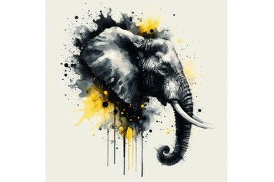 A bundle of Abstract splash art poster of elephant head