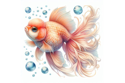 bundle of One goldfish isolated on a white background