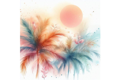 bundle of Abstract summer tropical palm tree background