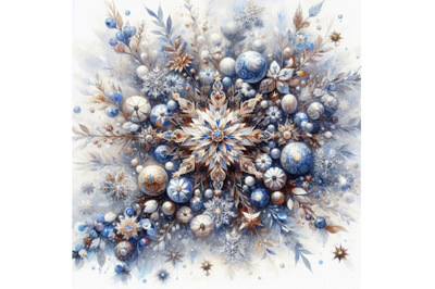 Bundle of Beautiful watercolor snowflakes