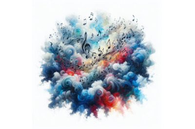 Bundle of Music notes background on white