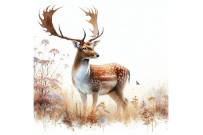 Bundle of Beautiful image with nice watercolor hand drawn deer