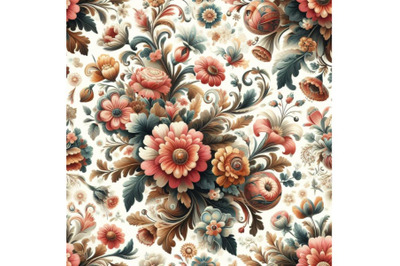 Bundle of Seamless retro floral pattern