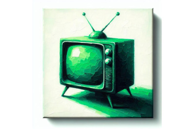 Bundle of Green sihouette of retro tv on white