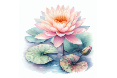 bundle of Watercolor beautiful water lily