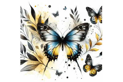 A bundle of butterfly design over white background&2C;