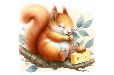 bundle of Cute little squirrel sleeping