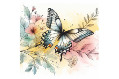 A bundle of A Butterfly Line Art and Pastel