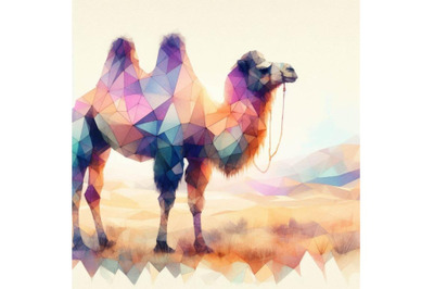 bundle of Camel. White paper polygonal