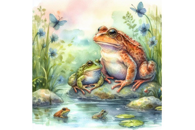 bundle of Two frogs around the river