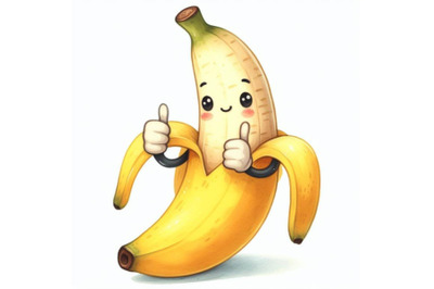 bundle of Cartoon banana giving thumbs up