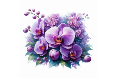 Bundle of Purple orchid isolated on white background