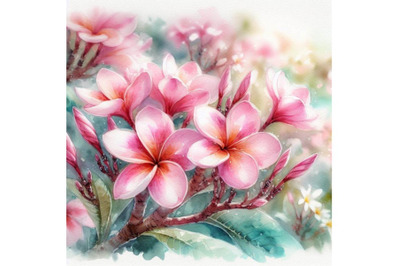 bundle of Pink plumeria flower in garden