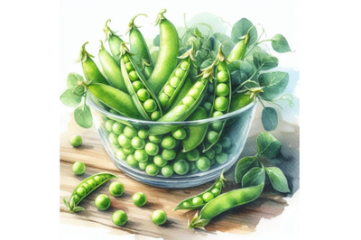 bundle of Fresh pea in glass bowl