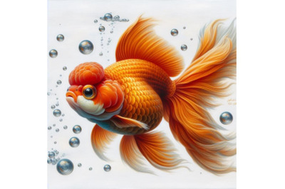 Bundle of One goldfish isolated on a white background