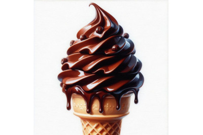 Bundle of Chocolate Ice cream cone on a white background