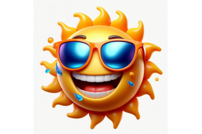 Bundle of 3D Realistic Happy Smiling Cute Sun Vector with Colorful Sun