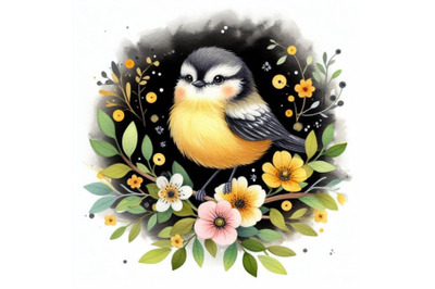 A bundle of cute bird decorated with flowers