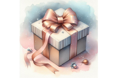 bundle of Gift box with bow from above for gifts on Christmas