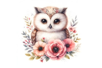 Bundle of owl with flowers