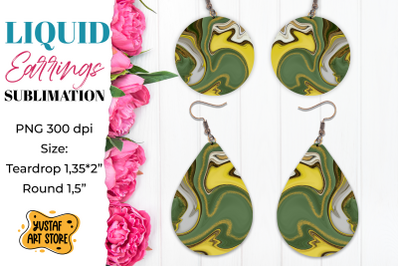 Abstract Earrings Sublimation. Teardrop and Round