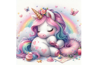 Bundle of Watercolor Cute unicorn