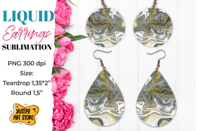 Abstract Earrings Sublimation. Teardrop and Round