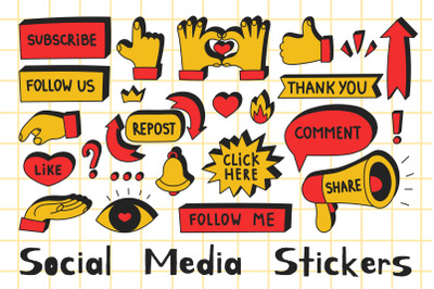 Social Media Call-to-action PNG Stickers