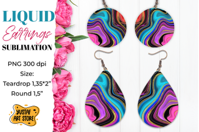 Abstract Earrings Sublimation. Teardrop and Round