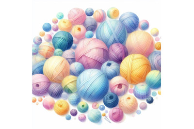 bundle of Variety size colorful Big and small cute pastel balls yarn