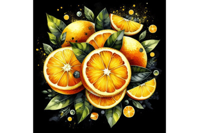 A bundle of Fresh Cut Orange Fruit Abstract Art