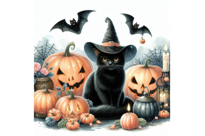 bundle of Halloween black cat, pumpkin