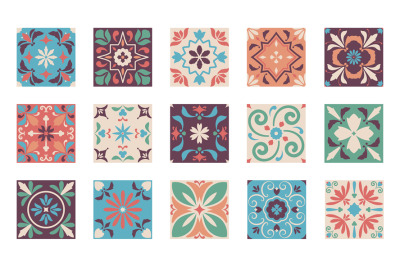 Oriental square ornaments. Seamless pattern of traditional arabic mosa
