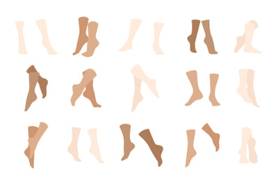 Bare human feet. Human foot anatomy, naked foot with toes and heel, fe
