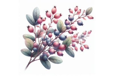 bundle of cowberries branch with seven berries