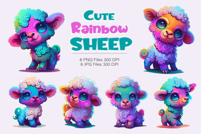 Cute rainbow sheep. TShirt Sticker.