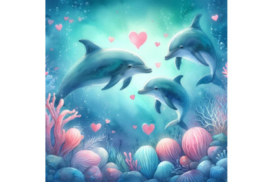 bundle of love dolphins in the deep sea