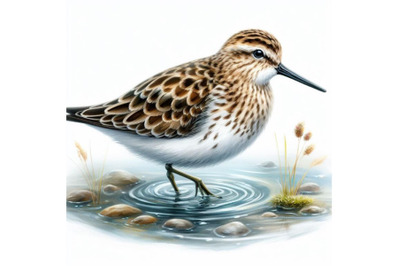 Bundle of Sandpiper water bird watercolor  isolate on white background