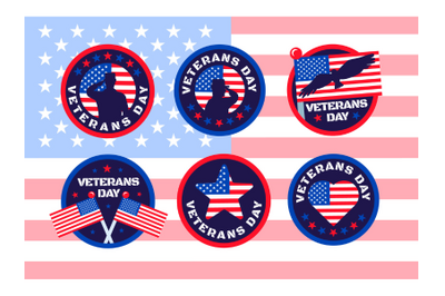 Veterans Day Badges Set