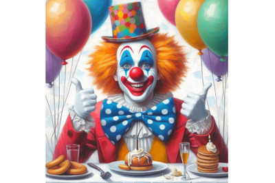 Bundle of funny clown with ballons