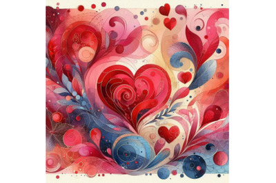 Bundle of Beautiful red Valentines day card with abstract design