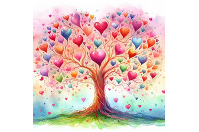 Bundle of Love tree with hearts for your design